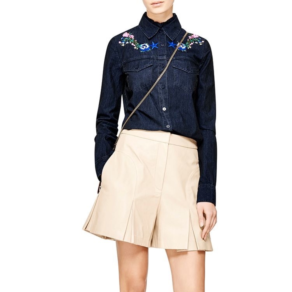 NWT Preen Line Nevada Embroidered Chambray Shirt Indigo Size Small - Picture 2 of 12